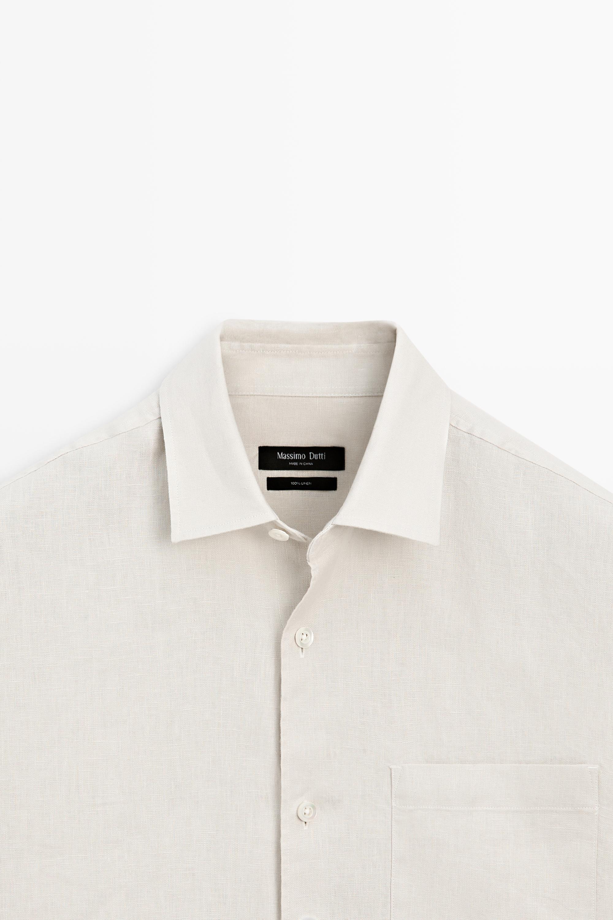 100% linen regular fit short sleeve shirt